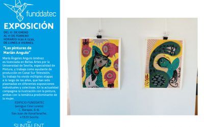 La exposición “Las pinturas de Marián Angulo” se ha inaugurado  hoy en la sede de Funddatec en San Juan de Aznalfarache